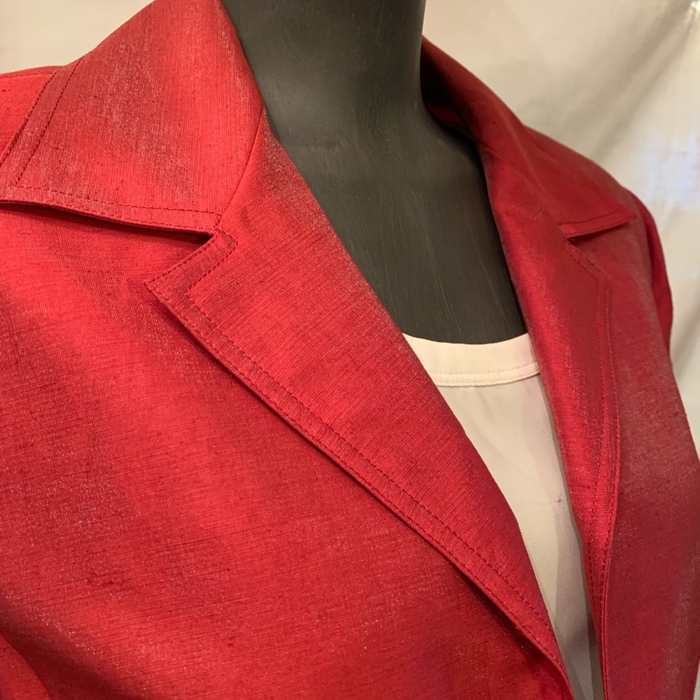 Key Unger Elegant Red Linen 70% 30%polyester Jacket